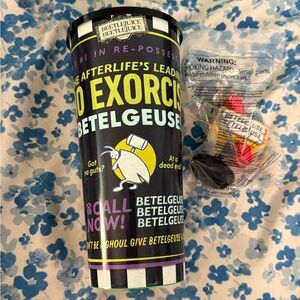 Beetlejuice Promotional Cup with Mini Betelgeuse sign topper